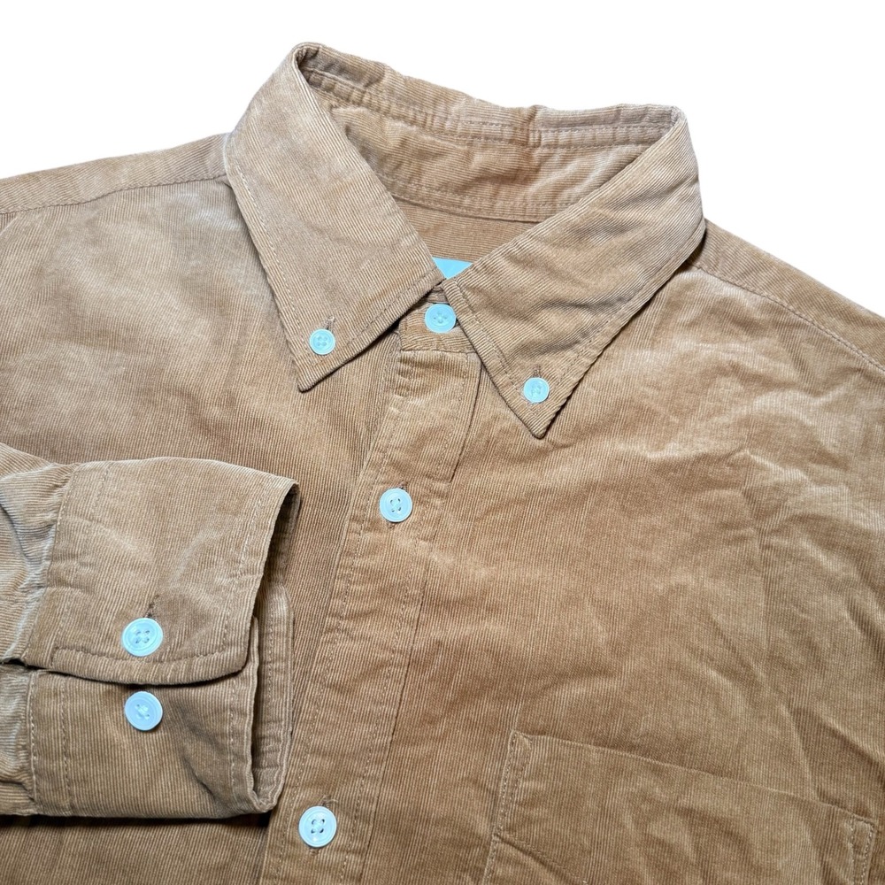 NN07 Mens Levon BD 5723 Corduroy Button Down Shirt Tan Brown Small Long Sleeve